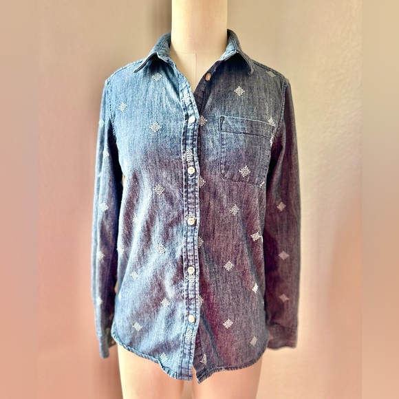 American Eagle Outfitters Stitched Denim Button-down - Picture 2 of 7